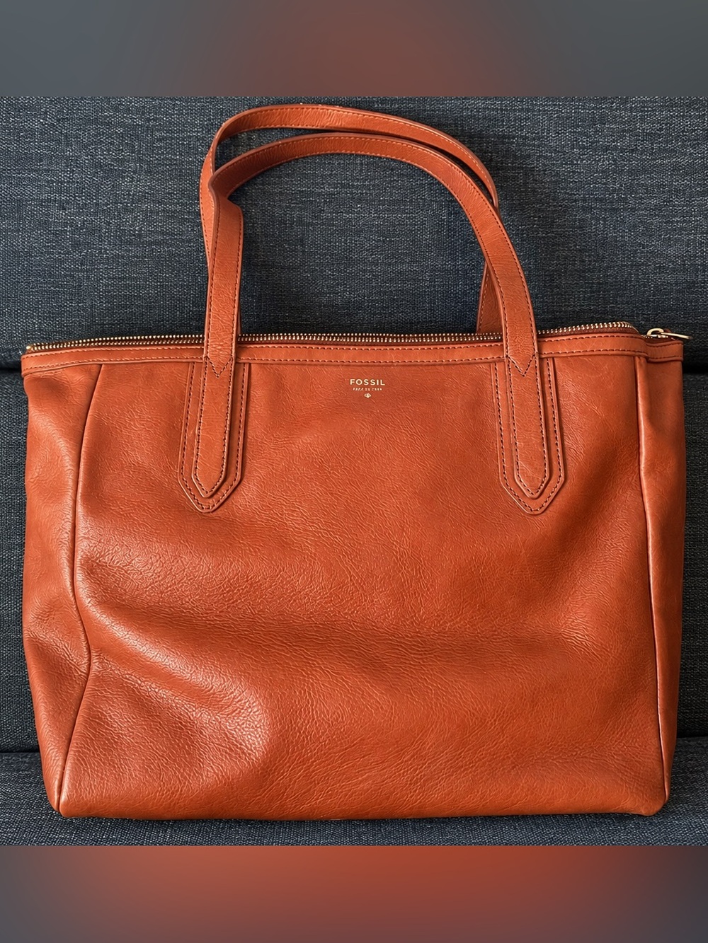Fossil Cognac Brown Leather Tote Bag NWOT